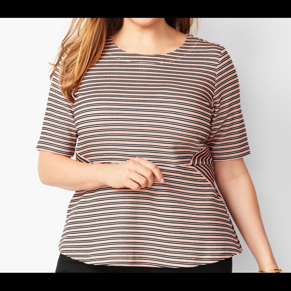 Talbots Striped Peplum Top Sz Large🌴